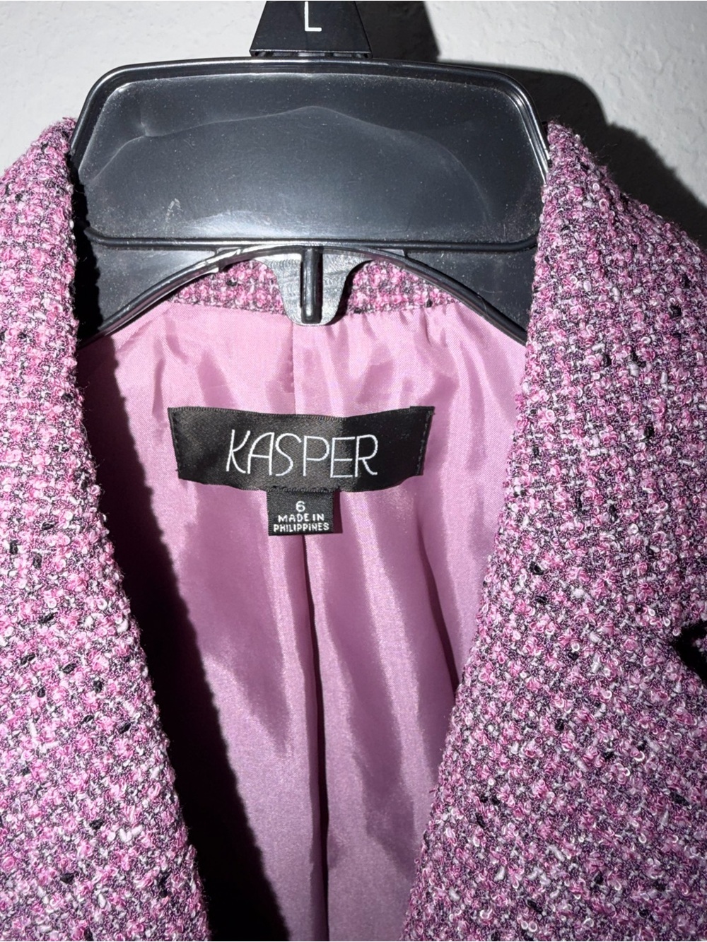 Kasper Purple Tweed Skirt Suit Blazer Ruffle Hem 2 Piece Women’s Size 6 - Picture 7 of 11